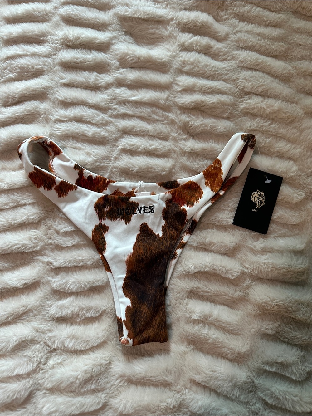 Darc Sport Wolves Forever Nikita Bikini Bottoms in White and Brown Small